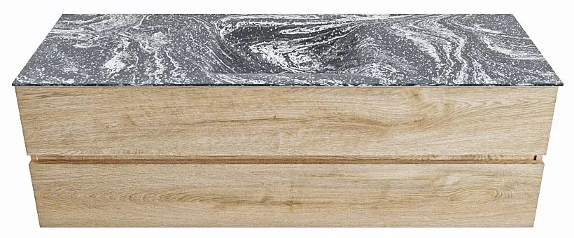 Mondiaz Vica DLux badmeubel 150cm washed oak 2 lades met wastafel lava midden zonder kraangat