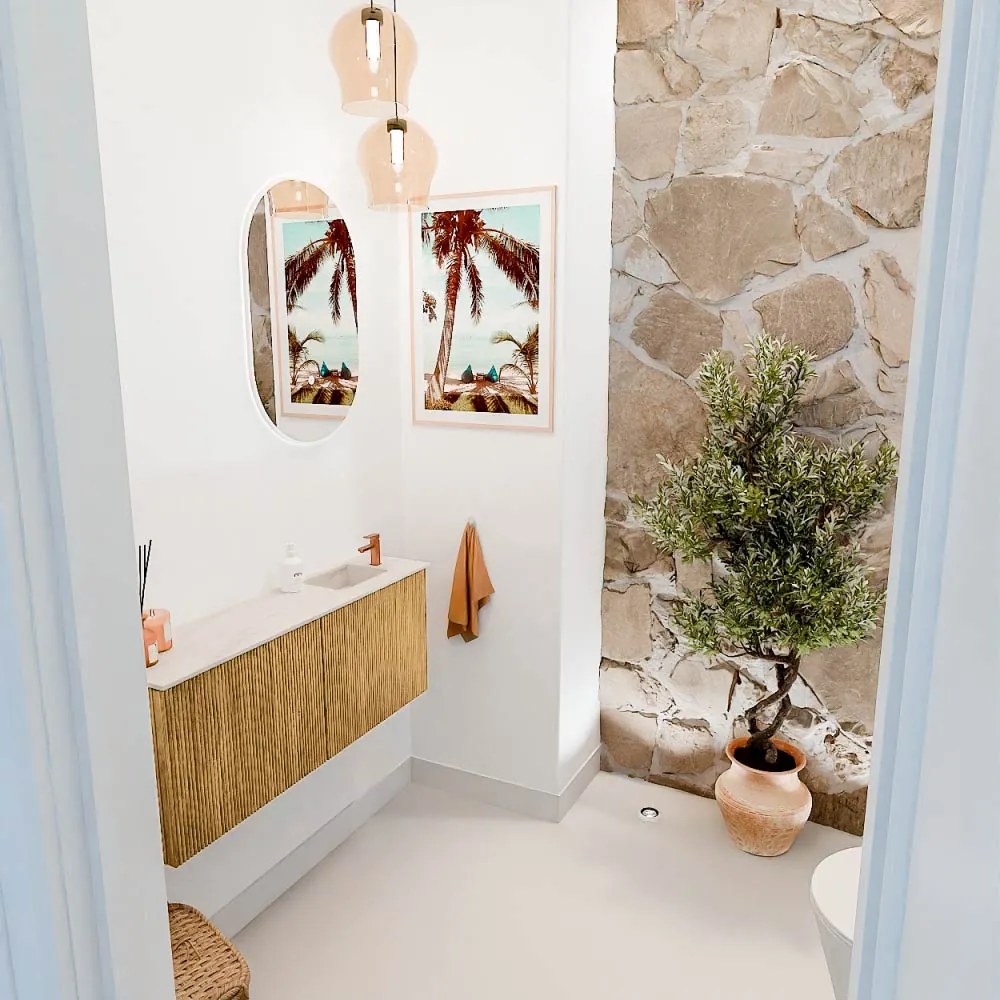 Mondiaz Joya DLux 100cm toiletmeubel oak met wastafel faye rechts 1 kraangat meli