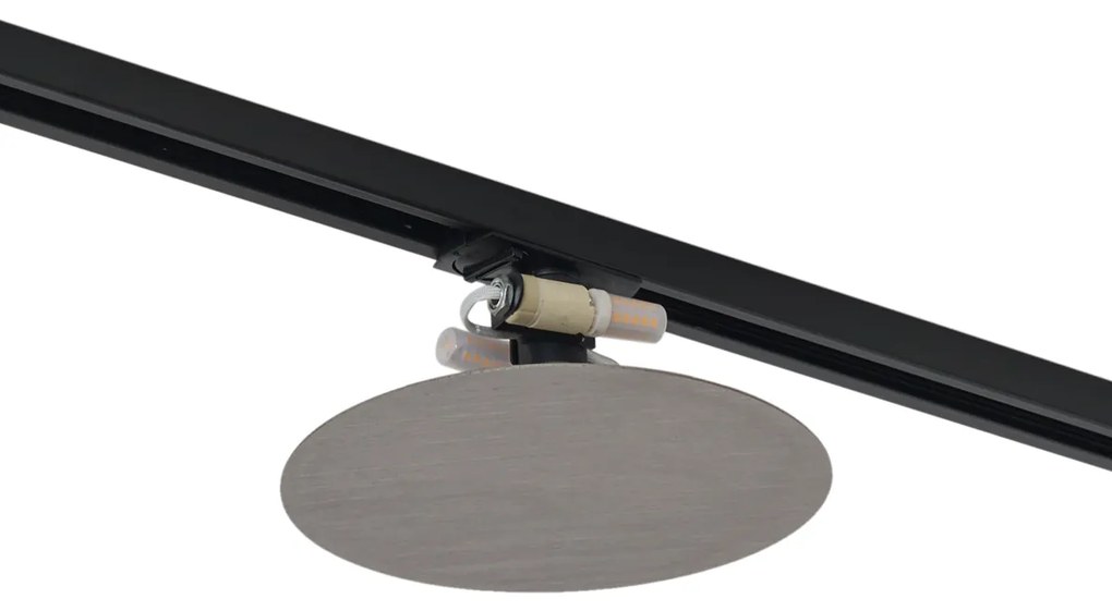 Moderne plafondlamp gunmetal voor railsysteem 1-fase 2-lichts - Iconic Pulley