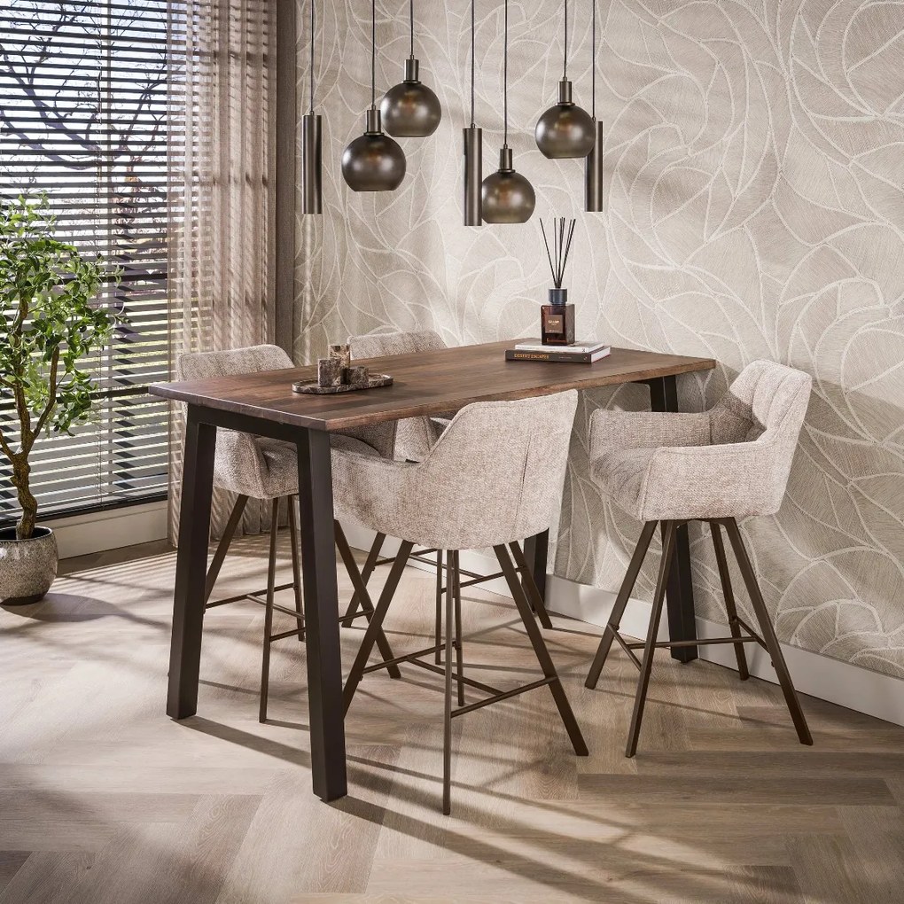 Bartafel Acaciahout Met Staal - 147 X 80cm.