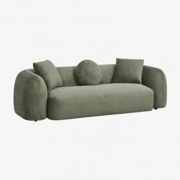 3-zitsbank In Coco Chenille Stof Chenille Groen – Salie - Sklum