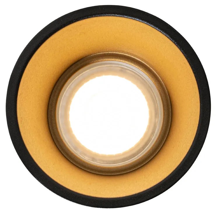 Set van 6 moderne inbouwspots zwart met goud GU10 50mm IP44 - Dept