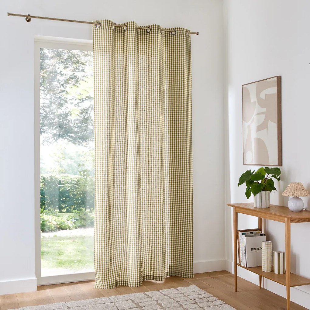 Vichy gordijn van katoen/linnen, oogjes, Cottage