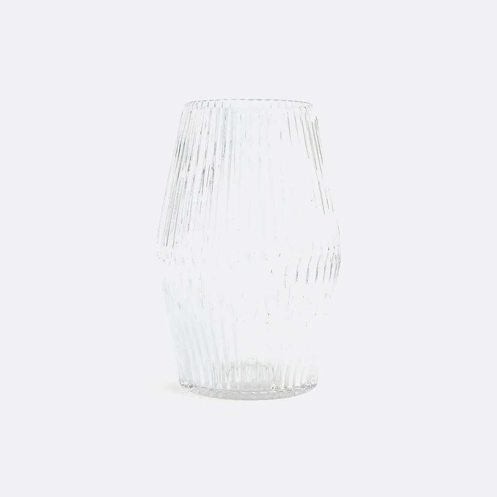 Vaas in glas met groeven, cilindervorm H25 cm, Afa