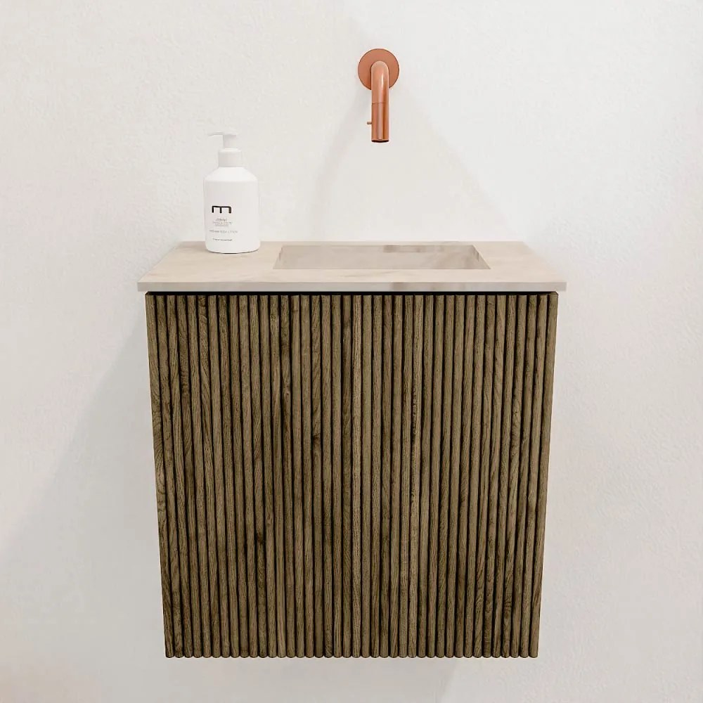Mondiaz Joya DLux 40cm toiletmeubel dusk met wastafel faye rechts zonder kraangat frappe