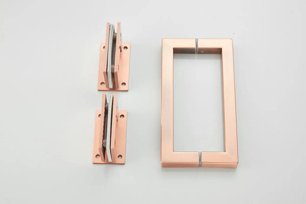 Saniclear Modern scharnieren + handvat voor douchedeur geborsteld koper