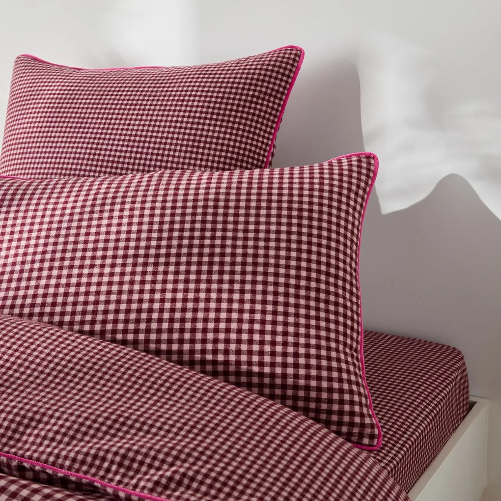 Kussensloop voor kinderbed, katoenen flanel, geruit, VICHY FLANELLE