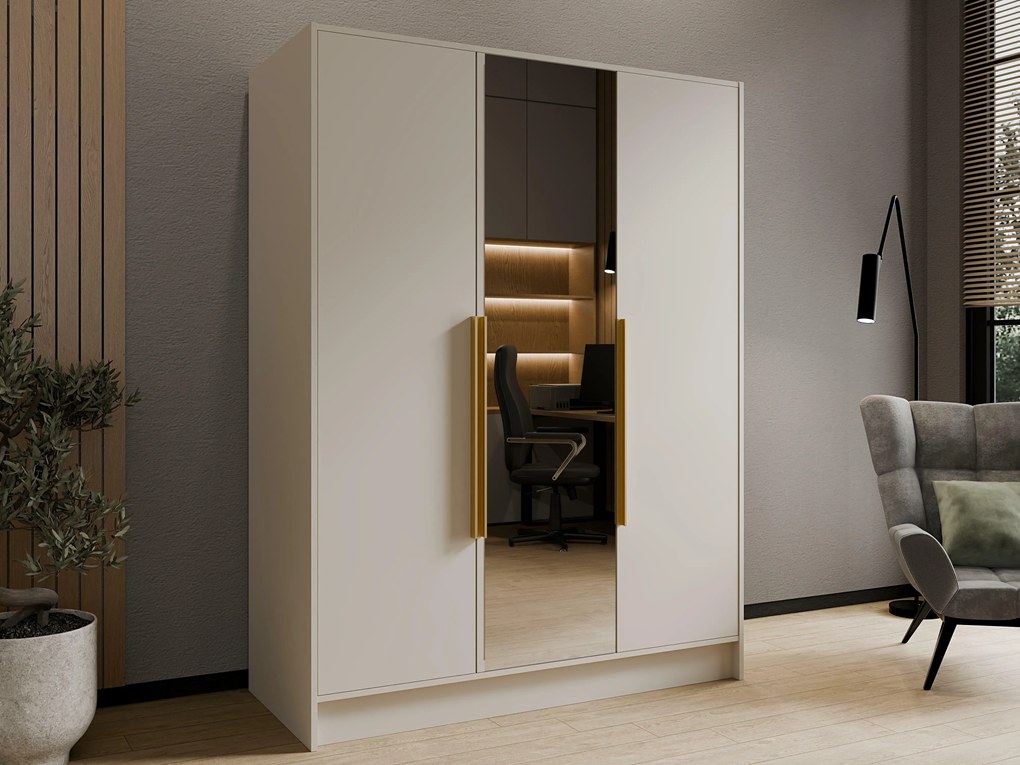 Kledingkast Arecibo 104, Kasjmier, 200x150x51cm, 130 kg, Kledingkast deuren: Met scharnieren, Aantal planken: 4, Aantal planken: 4