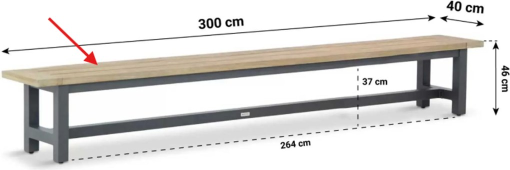 Picknick Set 8 personen 300 cm Aluminium Grijs Santika Furniture Santika