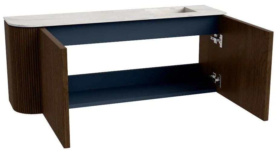 Mondiaz Joya DLux 100cm toiletmeubel ronding links walnut met wastafel faye rechts 1 kraangat ostra
