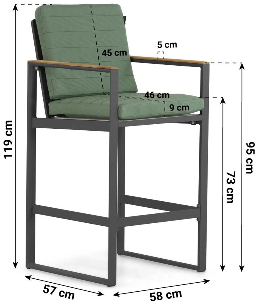 Barstoel Aluminium Grijs-antraciet Lifestyle Garden Furniture Faro