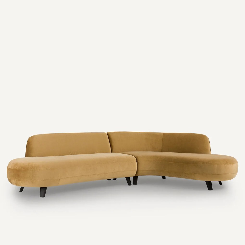 Hoekbank van linnen fluweel, Rosebury, ontwerp door Emmanuel Gallina