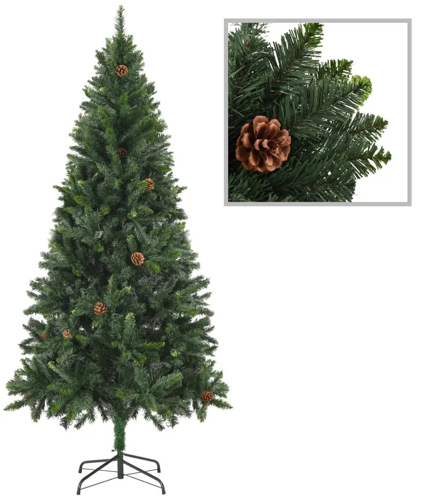 vidaXL Kunstkerstboom met LED's, kerstballen en dennenappels 180 cm