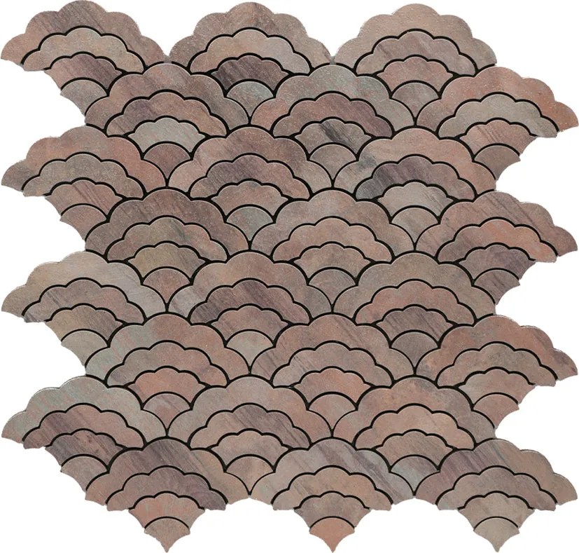 Zelfklevende Mozaïektegels Metaal | Waaier Mauve | 26,8×28,1 cm | Keuken, Bad & WC