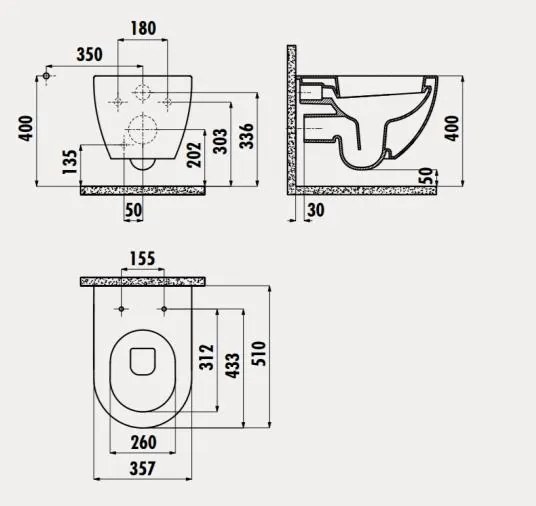 Sanigoods Alpha wandcloset mat zwart met sproeier