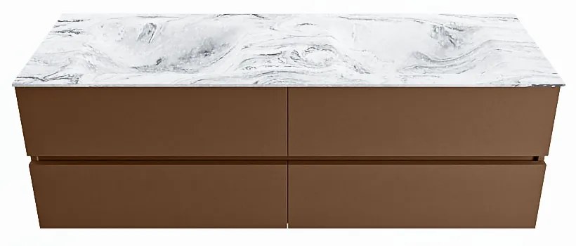 Mondiaz Vica DLux badmeubel 150cm rust 4 lades met wastafel glace dubbel zonder kraangat