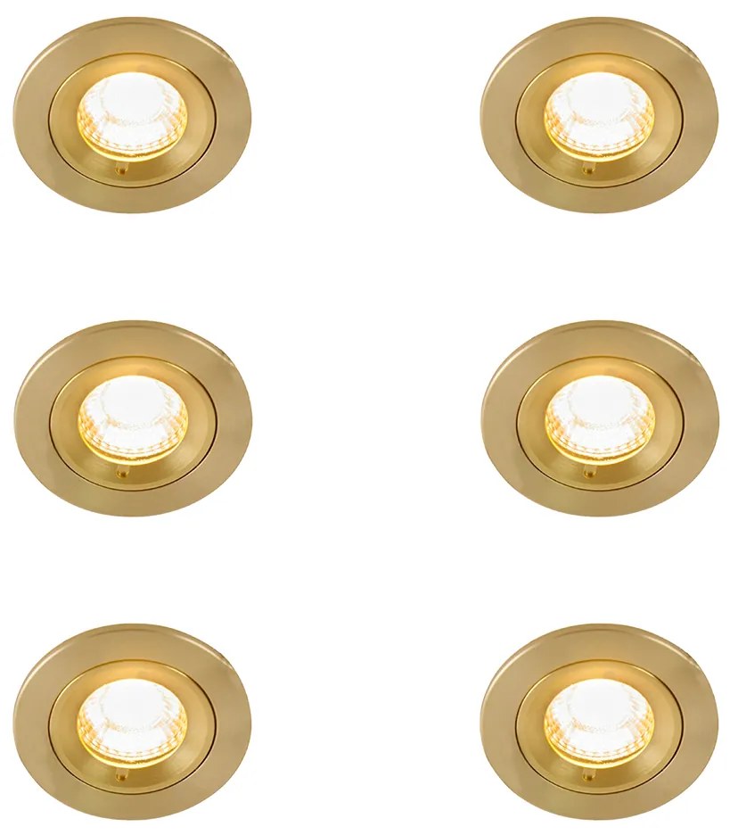 Set van 6 Moderne inbouwspot goud rond IP44 - Xena