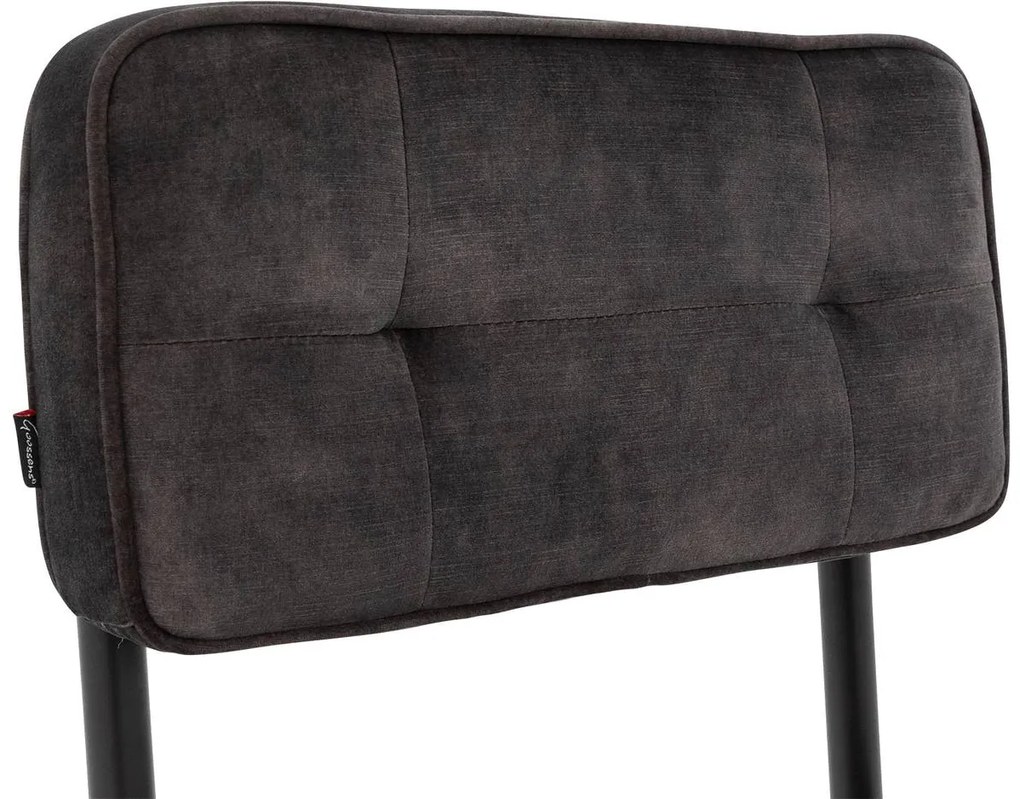 Goossens Basic Eetkamerstoel Freek zwart velvet stof leuning, urban industrieel