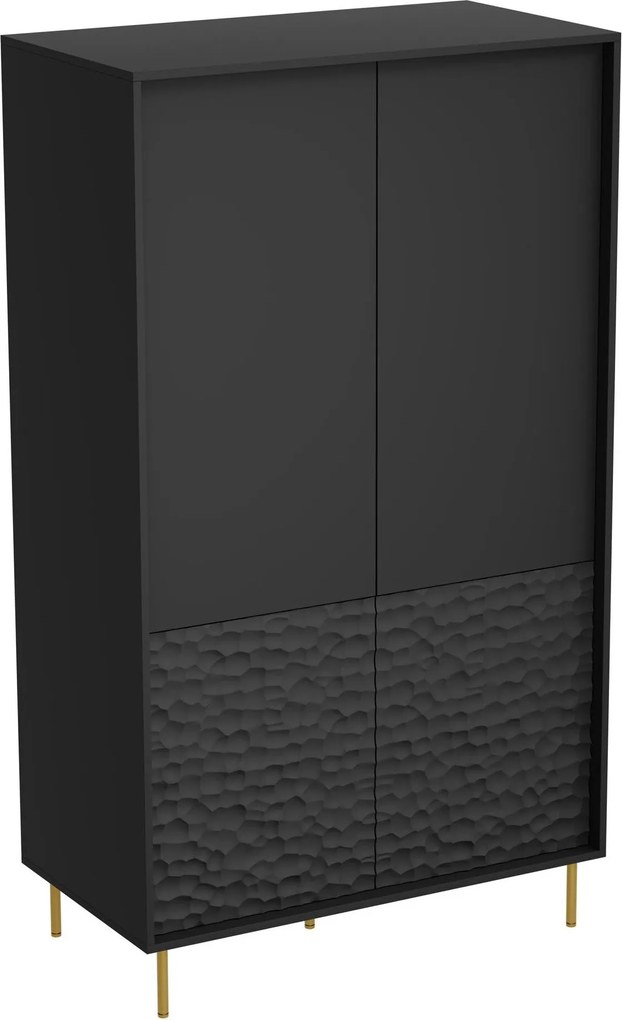 Kledingkast Ciretre 106, Gouden, Zwart, 185x90x53cm, 61.6 kg, Kledingkast deuren: Met scharnieren