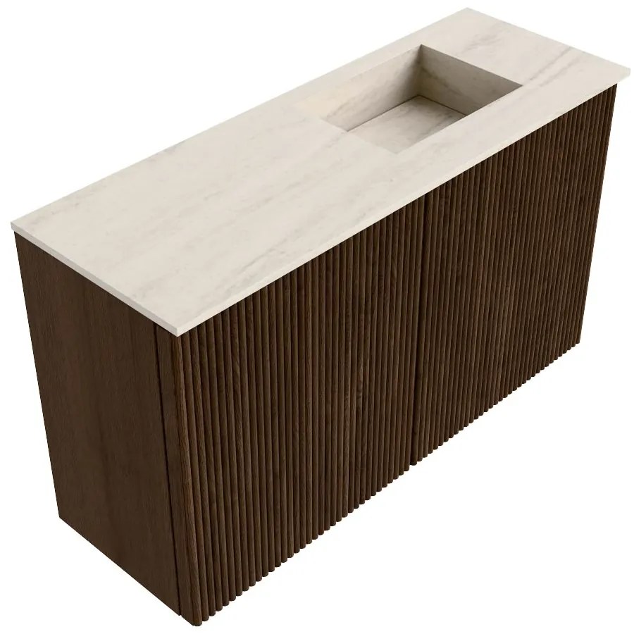 Mondiaz Joya DLux 70cm toiletmeubel walnut met wastafel faye rechts 1 kraangat meli