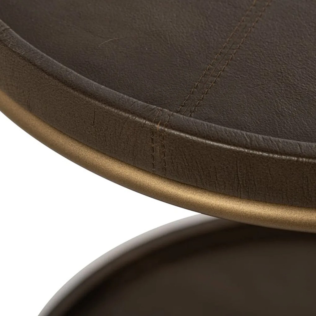 Richmond Interiors Zillon Bijzettafel Bruin Leder - 45 X 45cm.