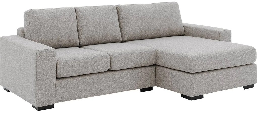 Goossens  grijs, stof, 2-zits, stijlvol landelijk met chaise longue rechts