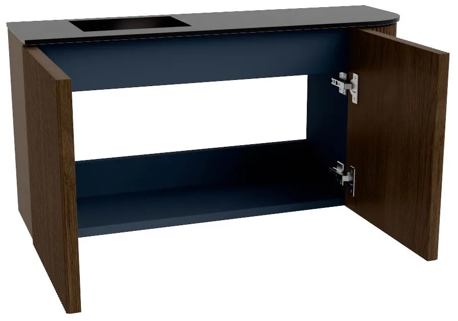 Mondiaz Joya 80cm toiletmeubel ronding rechts walnut met wastafel faye links 1 kraangat urban