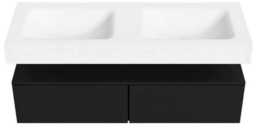 Zaro Alan badmeubel 130cm urban 2 lades met vrijhangende wastafel cloud dubbel 2 kraangaten talc