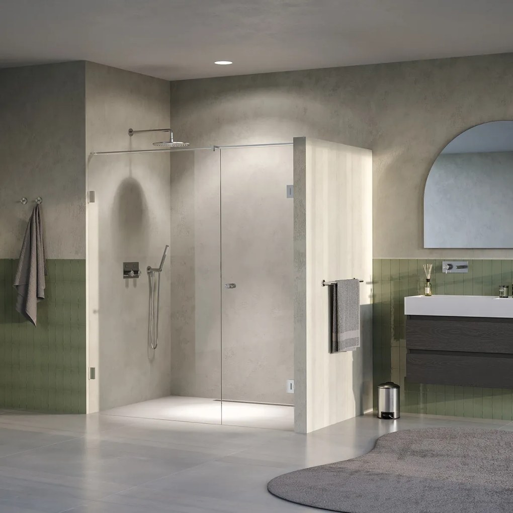 Brauer Void Carving profielloze nisdeur 170cm met draaideur 70cm aan muur RVS geborsteld PVD