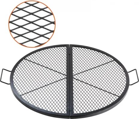 VEVOR Φ 910 x 25 mm X-Marks vuurkorf grillrooster, opvouwbaar rond grillrooster, robuust stalen kampvuur BBQ grillrooster met handvat en X-Wire ondersteuning, draagbaar kampeerkookgerei, zwart