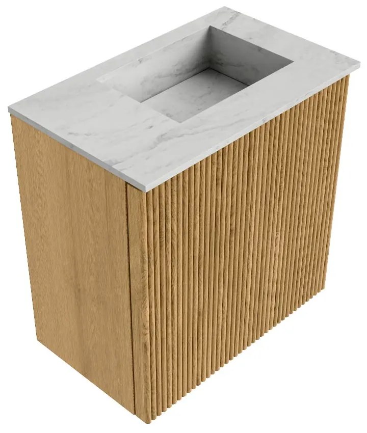Mondiaz Joya DLux 40cm toiletmeubel oak met wastafel faye rechts zonder kraangat opalo