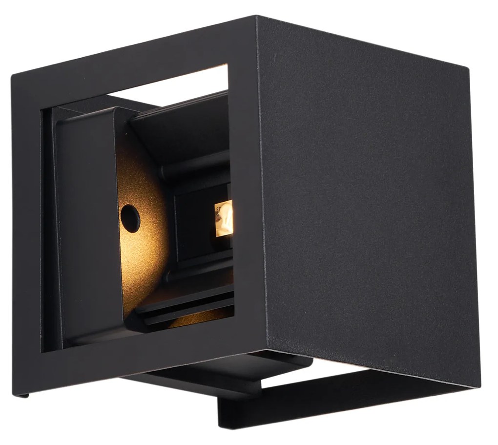 Moderne wandlamp zwart incl. LED IP44 - Edwin Quadro