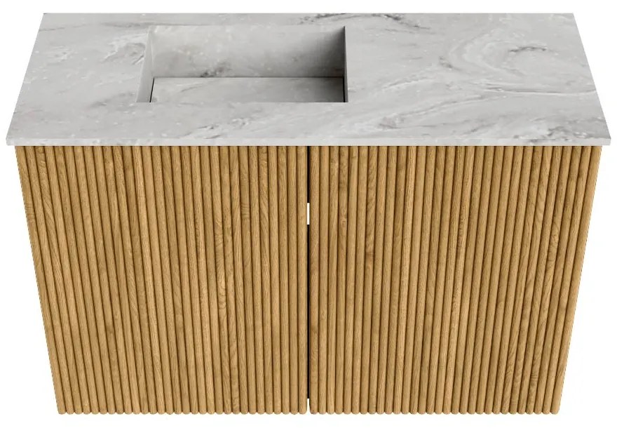 Mondiaz Joya DLux 60cm toiletmeubel oak met wastafel faye links 1 kraangat glace