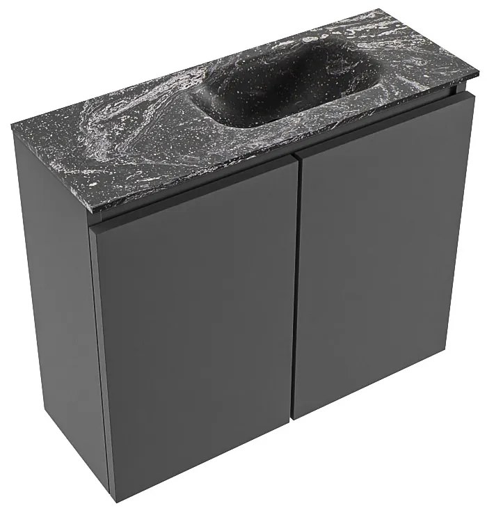 Mondiaz Ture DLux toiletmeubel 60cm dark grey met wastafel lava rechts met kraangat