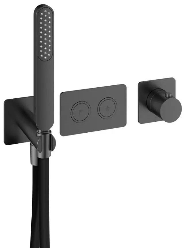 Hotbath Gal PB7071 afbouwdeel thermostaat met 2 pushbuttons gunmetal geborsteld PVD
