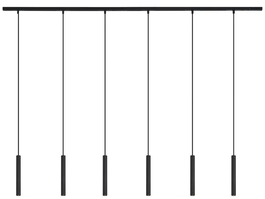 Modern railsysteem met 6 hanglampen zwart 1-fase - Slimline Keno