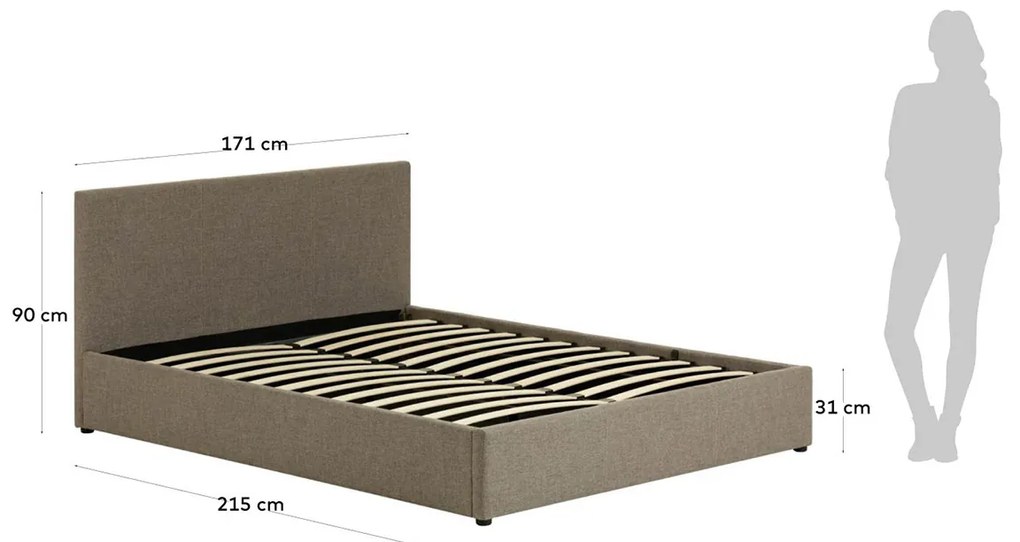 Kave Home Nahiri Stoffen Bedframe Met Opbergruimte