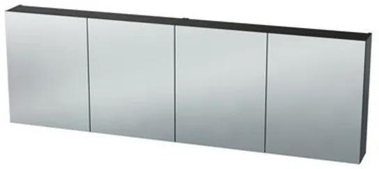Nemo Spring Nebulo spiegelkast - 180x65x17.8cm - 4 deuren - glazen leggers - met stopcontact - zonder schakelaar - kleur: U960 ST9 Onyx Grey 20037010