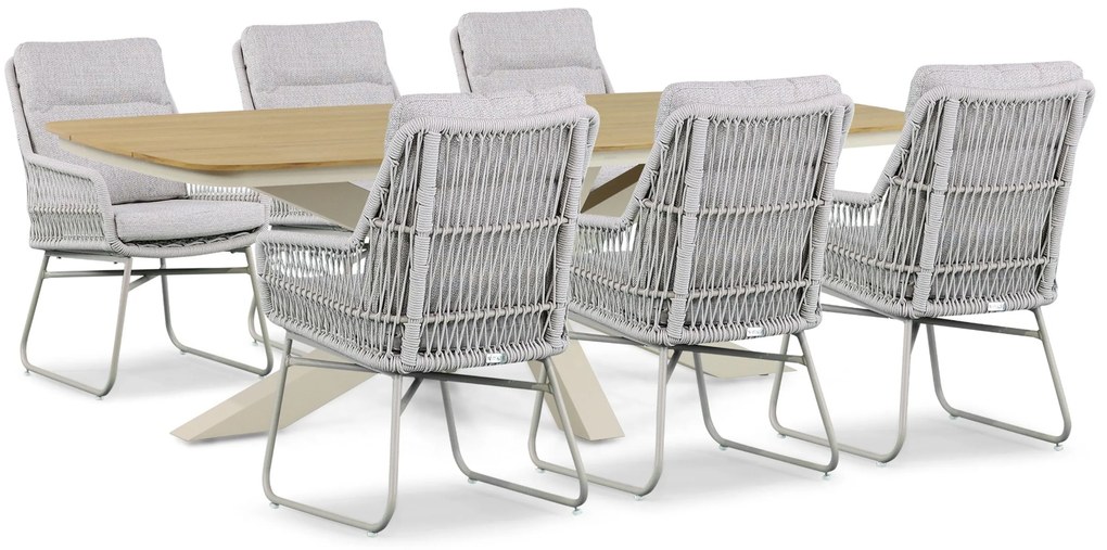 Tuinset 6 personen 220 cm Aluminium/rope Taupe Lifestyle Garden Furniture Vicente/Camila