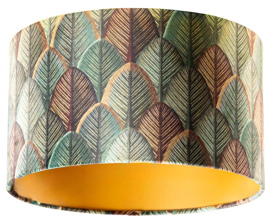 Velours lampenkap blad dessin met gouden binnenkant 35/35/20
