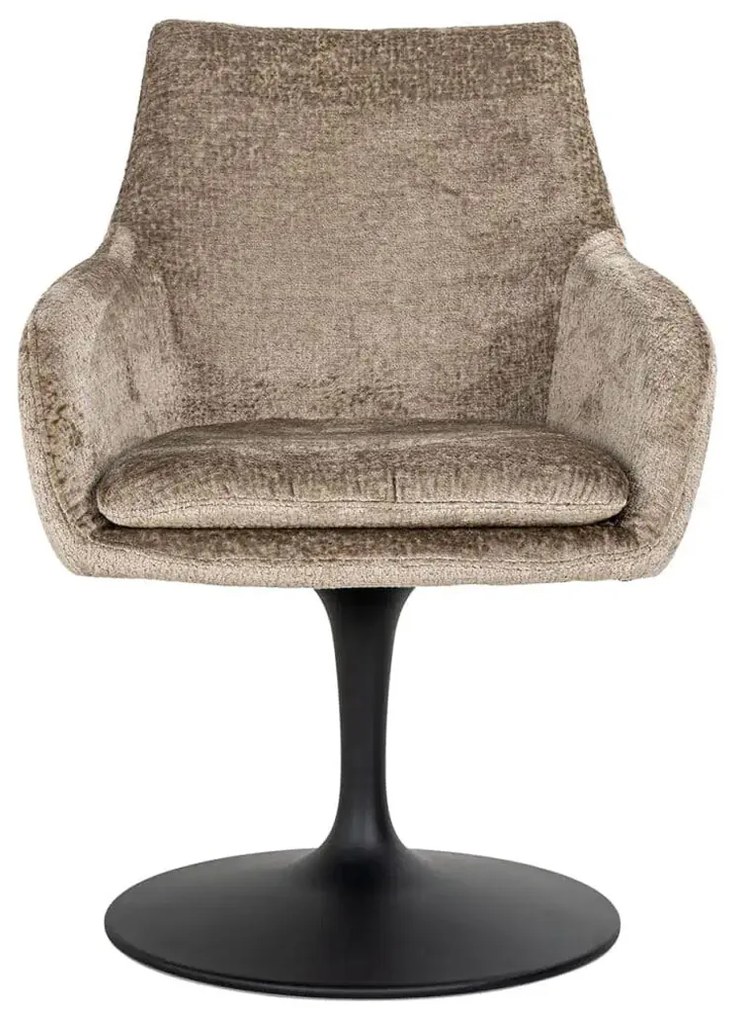 Richmond Interiors Marlon Eetkamerstoel Met Ronde Trompet Voet Taupe Chenille