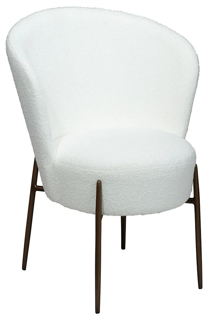 Dan-Form Orbit Eetkamerstoel Met Hoge Rugleuning Rond Boucle Wit