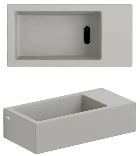 Clou Flush 3 fontein 36x18cm zonder kraangat rechts mat grijs ker. CL/03.32031