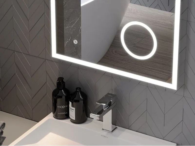 Mexen Kala verlichte badkamer spiegel met make-up spiegeltje 60 x 80 cm, LED 6000K, anti-condens - 9820-060-080-611-00