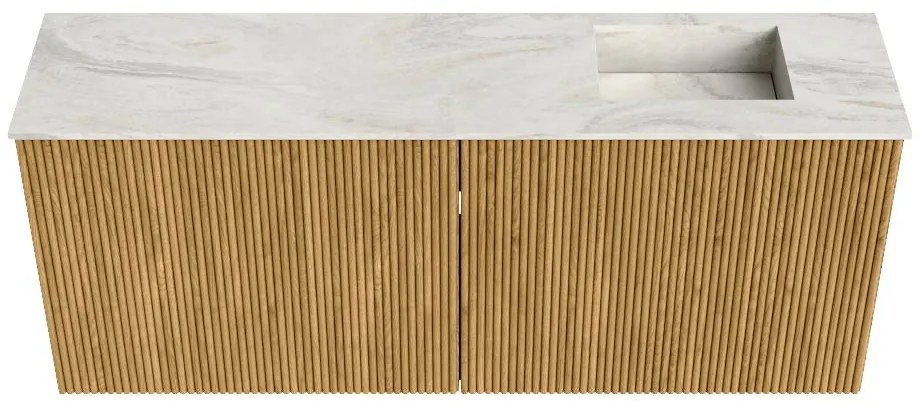 Mondiaz Joya DLux 100cm toiletmeubel oak met wastafel faye rechts zonder kraangat ostra