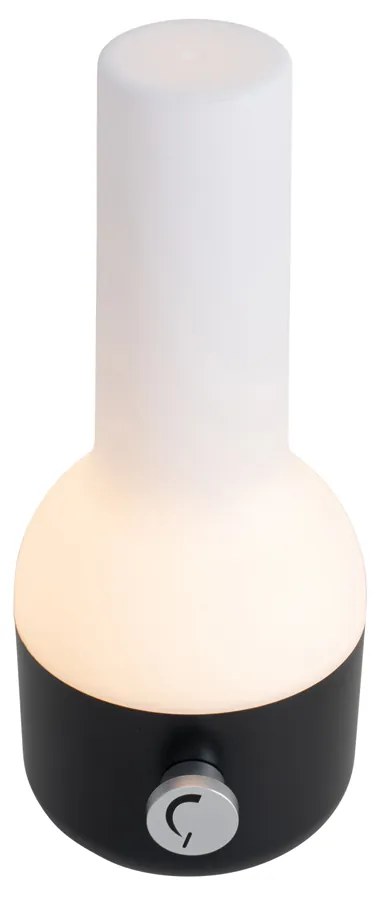 Buiten tafellamp met dimmer zwart met wit incl. LED oplaadbaar IP44 - Haard Modern IP44 Buitenverlichting Lamp