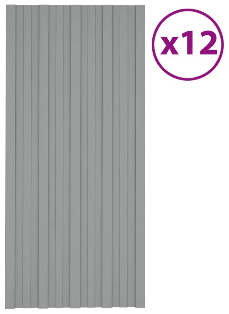 vidaXL Dakpanelen 12 st 100x45 cm gegalvaniseerd staal grijs