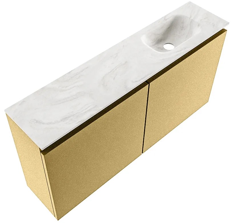 Mondiaz Ture DLux toiletmeubel 100cm oro met wastafel ostra rechts met kraangat