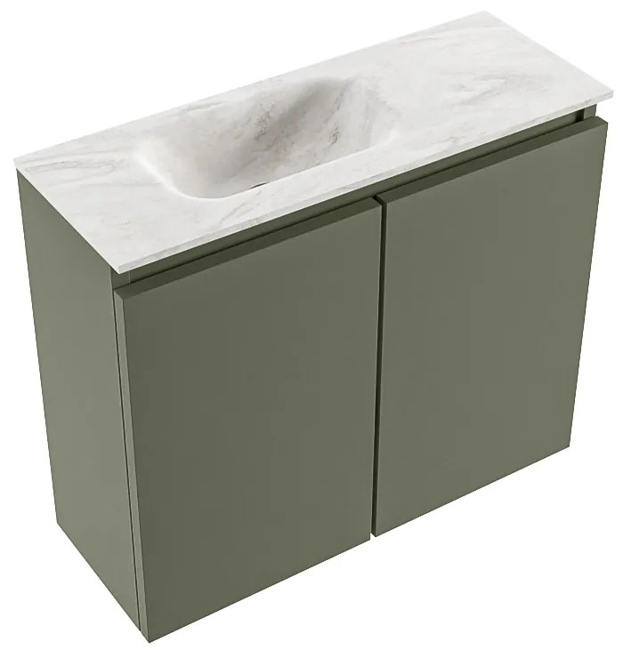 Mondiaz Ture DLux toiletmeubel 60cm army met wastafel ostra links met kraangat