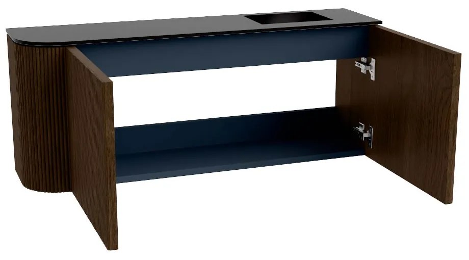 Mondiaz Joya 100cm toiletmeubel ronding links walnut met wastafel faye rechts 1 kraangat urban